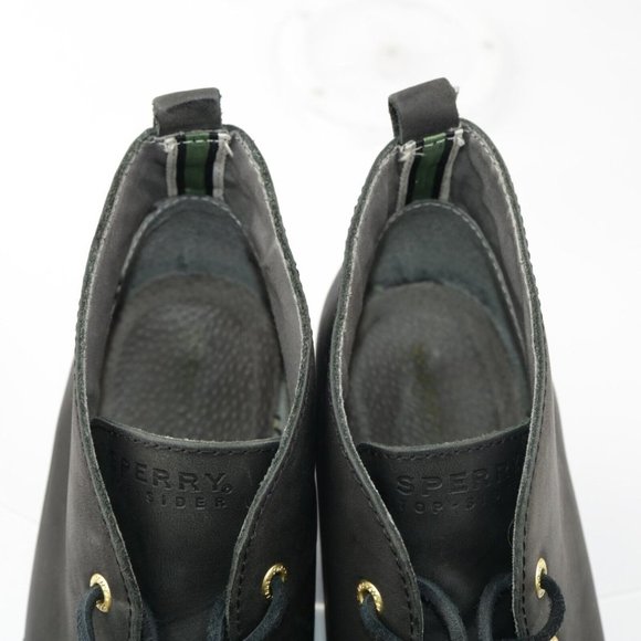 Sperry Women's Harlow Boot Size 10 Wedge Heel Lace Up Black Leather Boho Bootie - Picture 7 of 12